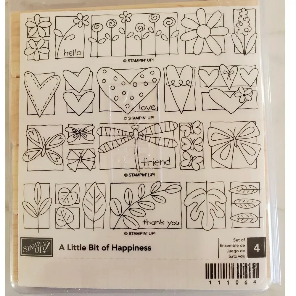 RETIRED Stampin' Up! A Little Bit of Happiness NEW Valentine Spring Rubber Stamp